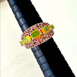 Opal Garnet 14KGP Ring